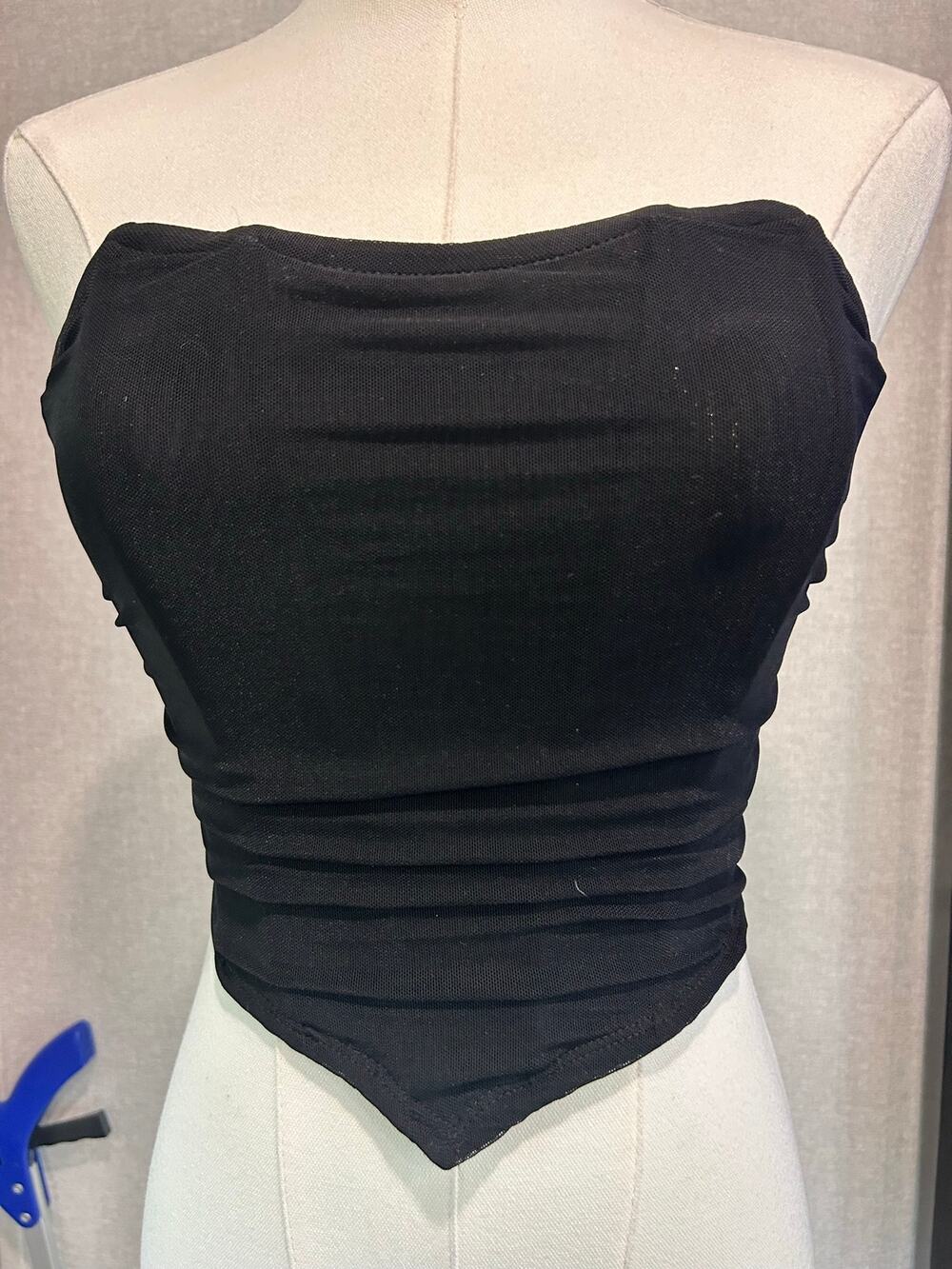Black Corset Top Barbed Zip Back Gothic Whimsical Punk Festival SZ XS Witchy